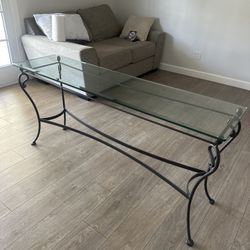 Glass & Wrought Iron Console Table – Excellent Condition