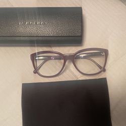 Burberry Glasses, Red With Original Case