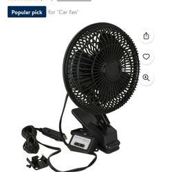 Auto Drive 12 Volt 6" Car Clip-on or Dash Mount Fan, Black