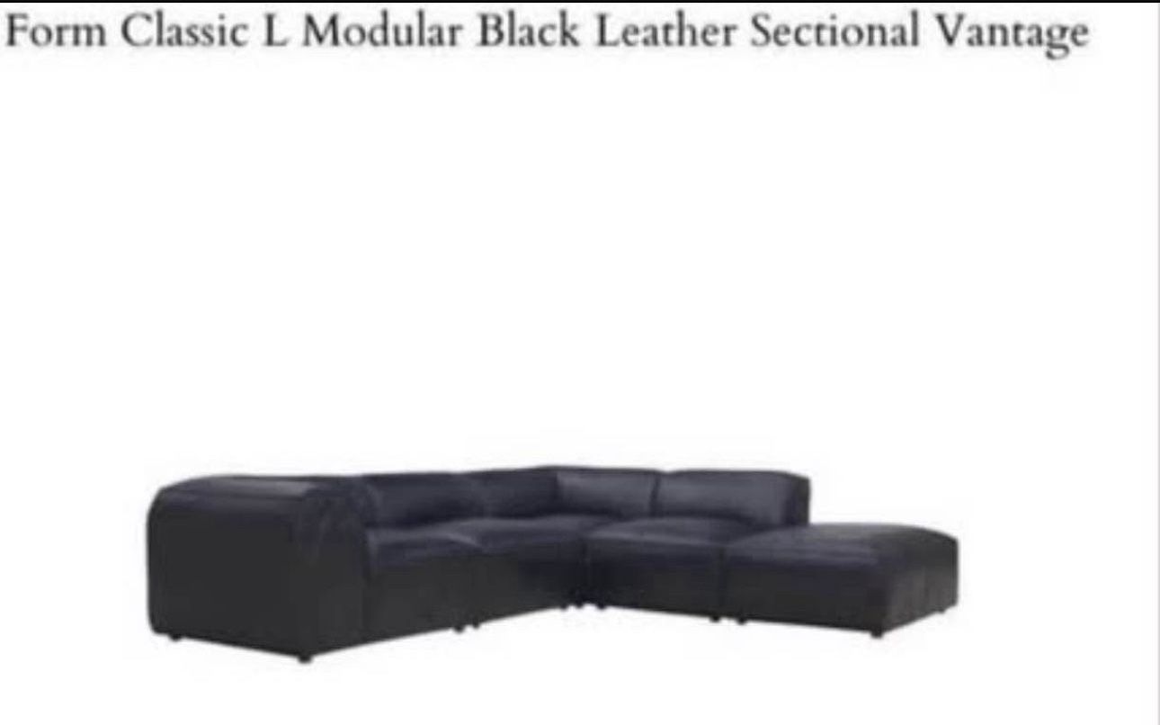 Luxury Moe’s Home Black Leather Modular Sectional – Brand New in Box