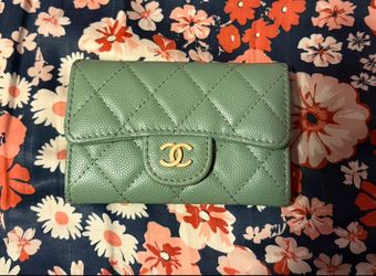 Chanellll Green Classic Small Flap Wallet (Dvpe)