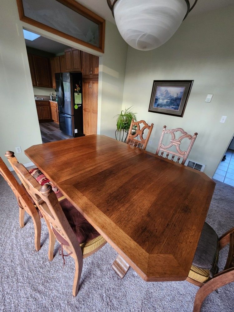 Solid Wood Dining Table And 6 Chairs