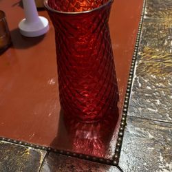 Vintage Red Diamond Pattern Vase