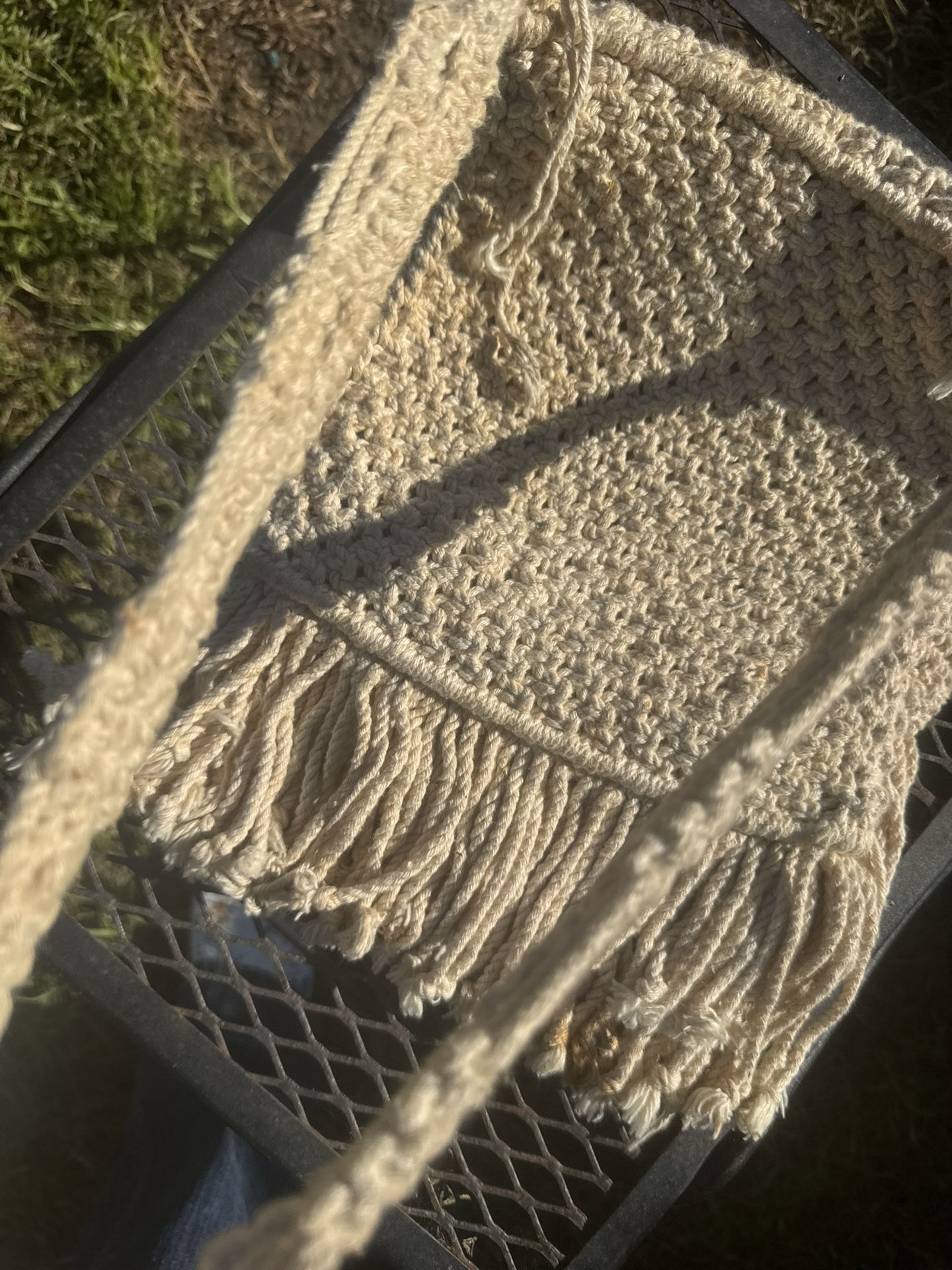 Vintage Macrame Fringe Shoulder Bag