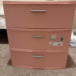 Pink Sterilite 3 drawer wide tower