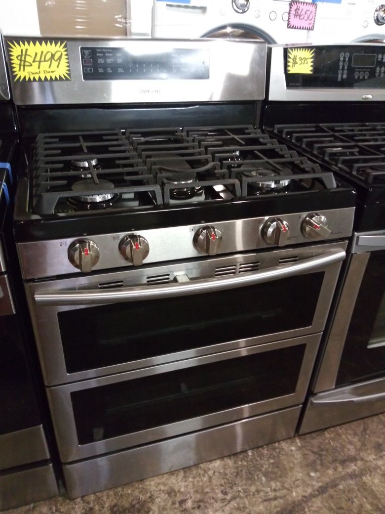 Samsung 5 burners gas stove covention oven stainless steel working