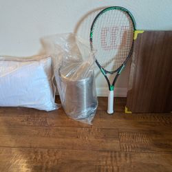 Cushion + TrashCan + Tennis racket + Study Table