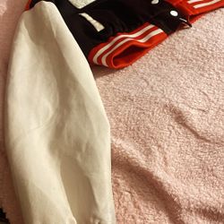 Leather varsity jacket