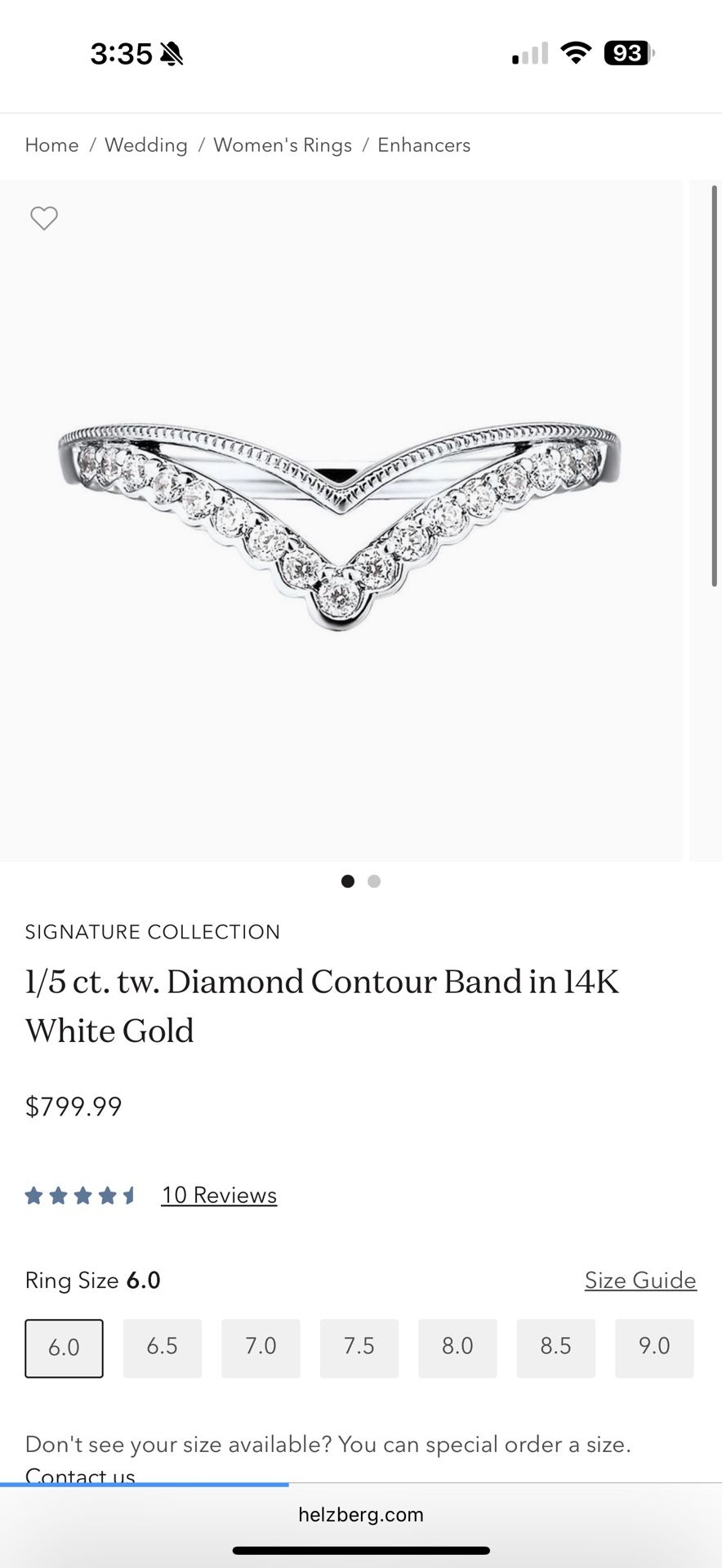 1/5 ct. tw. Diamond Contour Band in 14K White Gold