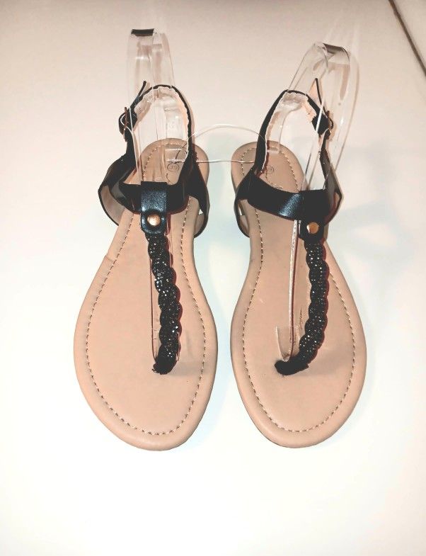 Women's Trendy Summer Shiny Rhinestone Sandals Flat Slippers Shoes Lightweight