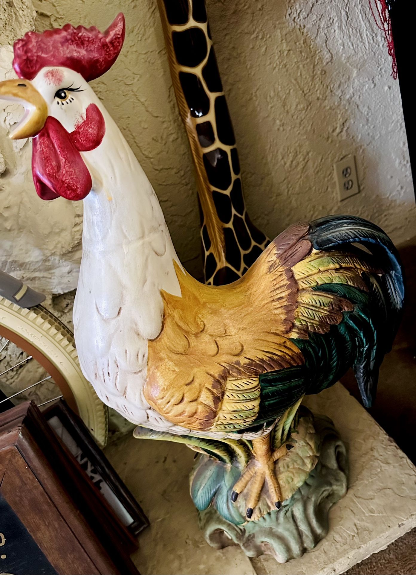 Vintage Large Rooster -Kitchen Chicken Statue Figurine