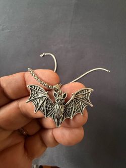 Halloween Silver Bat Pendant Costume Necklace