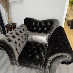Elegant Semi-New Velvet Sofa
