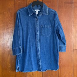 Large denim 3/4 button up