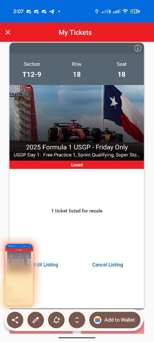 4X Turn 12 Formula 1 Tickets For Friday 