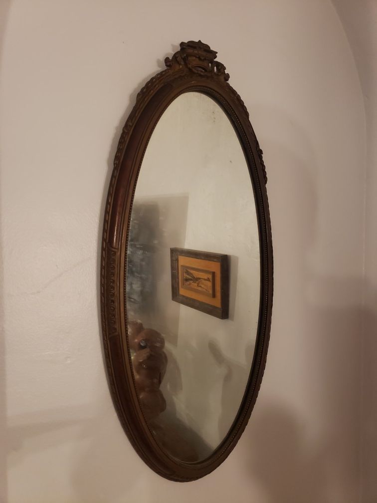 Antique vintage mirror wood ornate