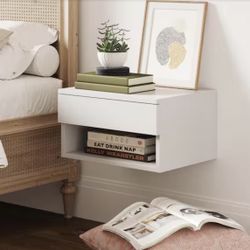 White Rectangle Wood End Nightstand Side Table