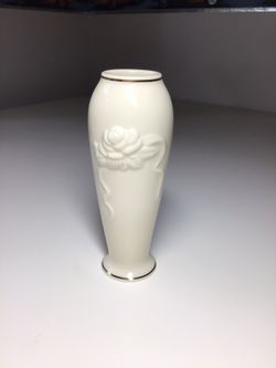 Vintage Lenox Rosebud Collection Embossed Gold Trimmed Fine China Vase