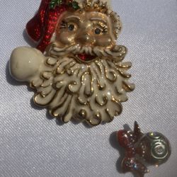 Santa Clause Pin With Ornament Pin