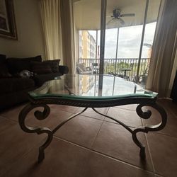 Antique Iron/ Glass Table