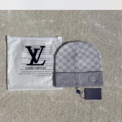 LV Wool Bonnet Petit Damier Beanie Hat Grey