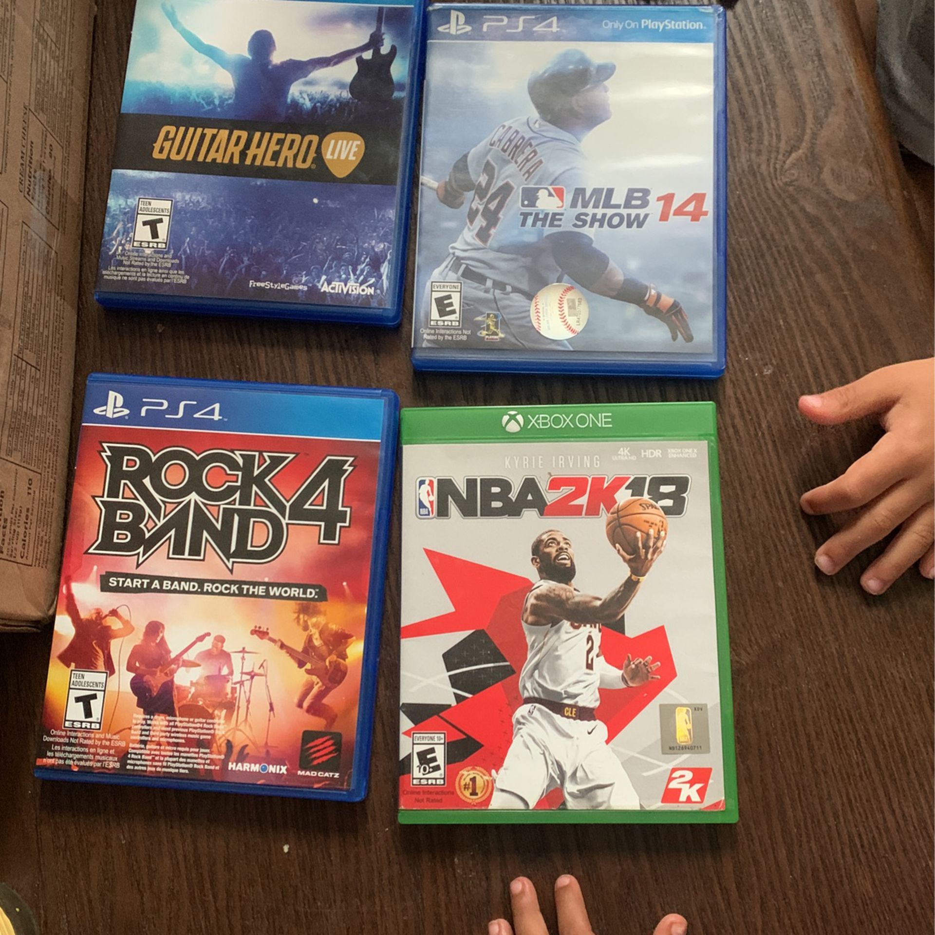Hard Disc Games For Sell.. Three PS4 Games Guitar Hero ,Rock Band 4, MLB Show 14 Xbox One NBA 2k18