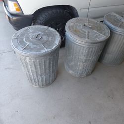 30 Gallon Silver Galvanized  Metal Lod Trush Cans 