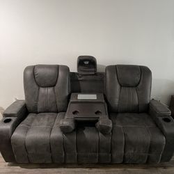 Brand New Still In Box Bobs Furniture Viking Grey Reclining Media Couch