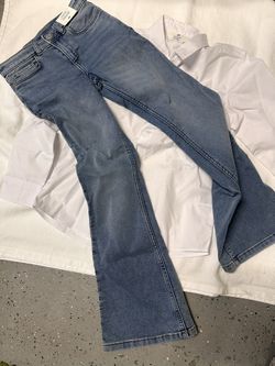 Jeans and white Button down Girl’s Size 10-11 (for Long Skinny Kids)