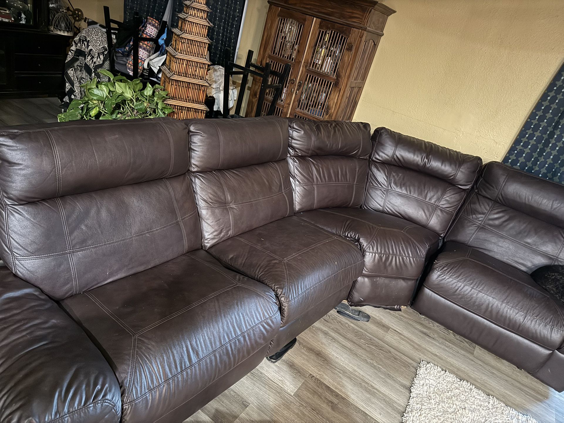All Leather Sofa Sectional With 2 Recliners $300