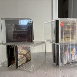 3 Sizes: Vintage Acrylic Clear CD Storage Rack Holder - Holds 10, 15, and 36