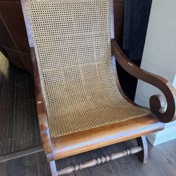 Colonial Plantation Arm Chair Solid Wood & Cane Porch Lounge Vintage Curule
