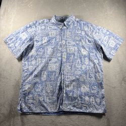 Reyn Spooner Men’s 2XL Blue Hawaii Button Down Floral Shirt Cotton#10A
