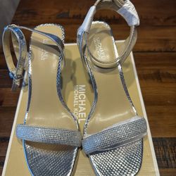 (NEW)Michael Kors Carrie Embellished leather Sandal Heels  Size 7M