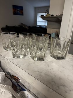 NEW Set of 6 Crystal Whiskey Glasses – Heavy Cut Crystal Rocks Glasses