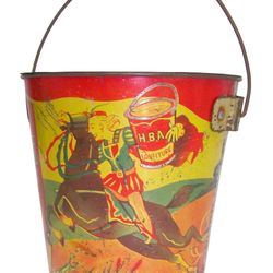 Vintage French All Fruit Jam Advertising Tin Lithograph Bucket With Bail Handle 1958 Rare  
