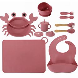 Brand New – Lemon Prime Pink Crab Baby Feeding Set (12 Pieces)
