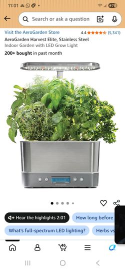 AeroGarden Harvest Elite, Stainless Steel
Indoor Garden with LED Grow Light