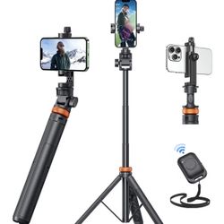 EUCOS 62" Phone Tripod, Tripod EUCOS 62" Phone Tripod, Tripod  & Selfie Stick with Remote,  Cell Phone Stand 
