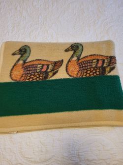 Vintage Biederlack 75"x54" Mallard Duck Throw Blanket Made In USA