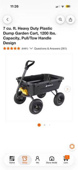 Gorilla plastic dump lawncart 4 cubic feet