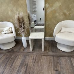 Swivel Barrel Chair Set of 2, Upholstered Swivel Accent Chairs for Living Room, Comfy 360 Degree Modern Small Round Armchair for Bedroom, Office (Beig