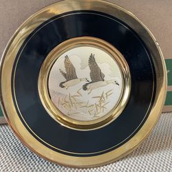 Vintage Art Of Chokin Plate, Featuring Two geese 