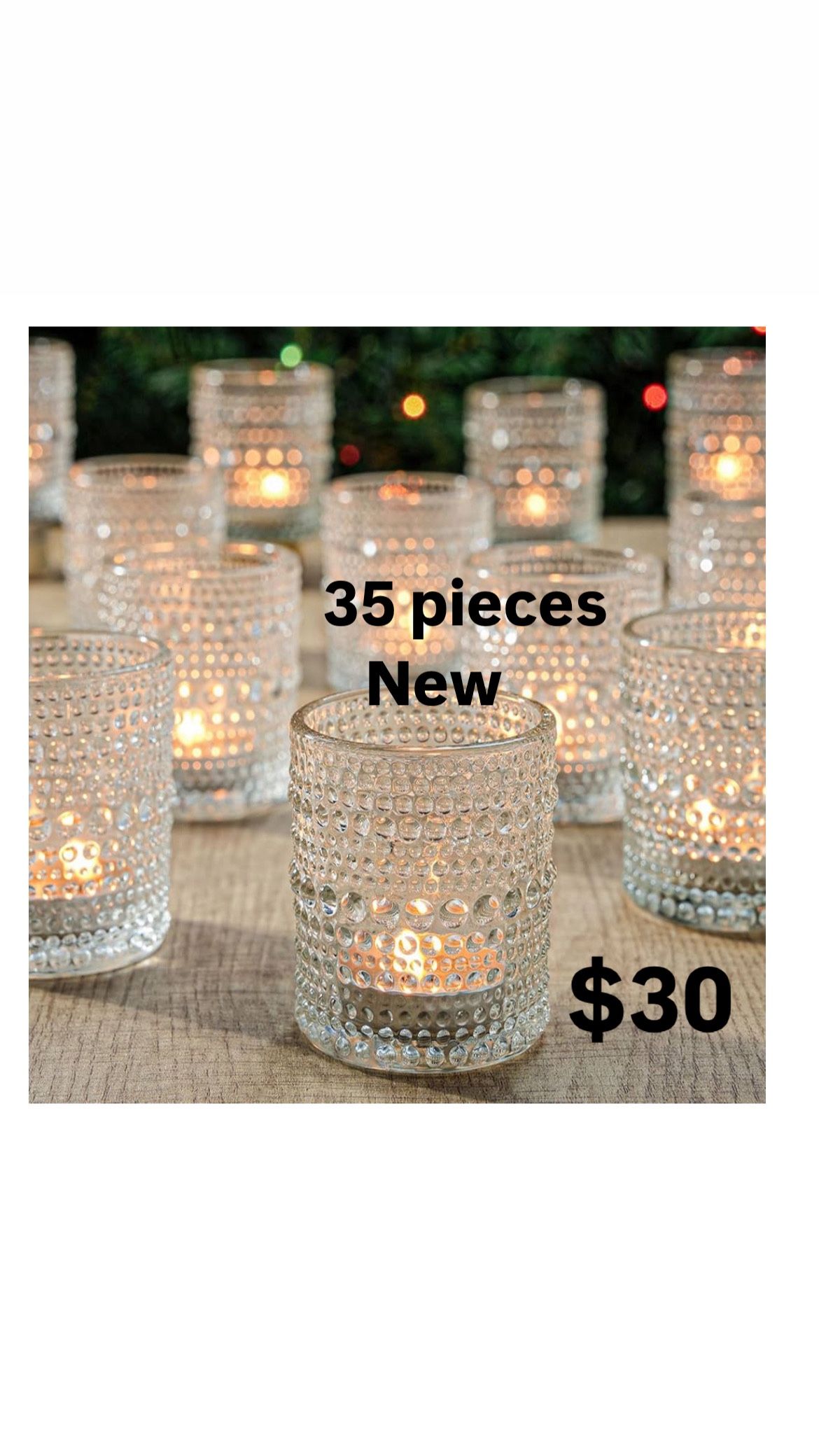 35 Votive Candle Holders Clear NEW
