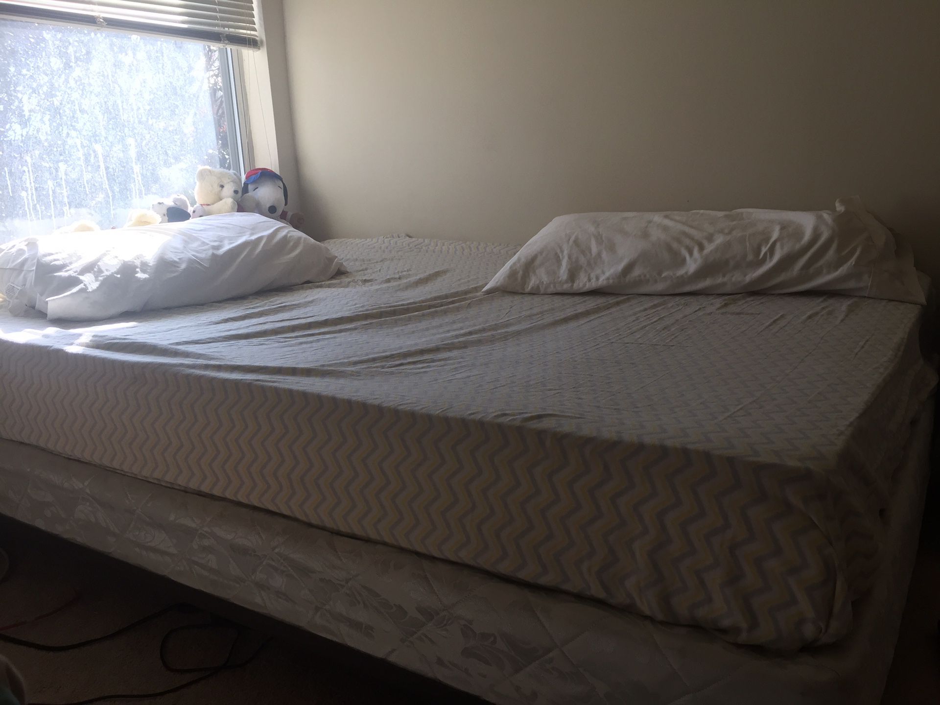 Full size bed frame , box and 8 inch memory foam Mattress