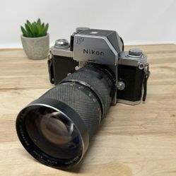 Nikon F Photomic FTN Silver 35mm SLR Film Camera W/ 35-140mm Lens Untested