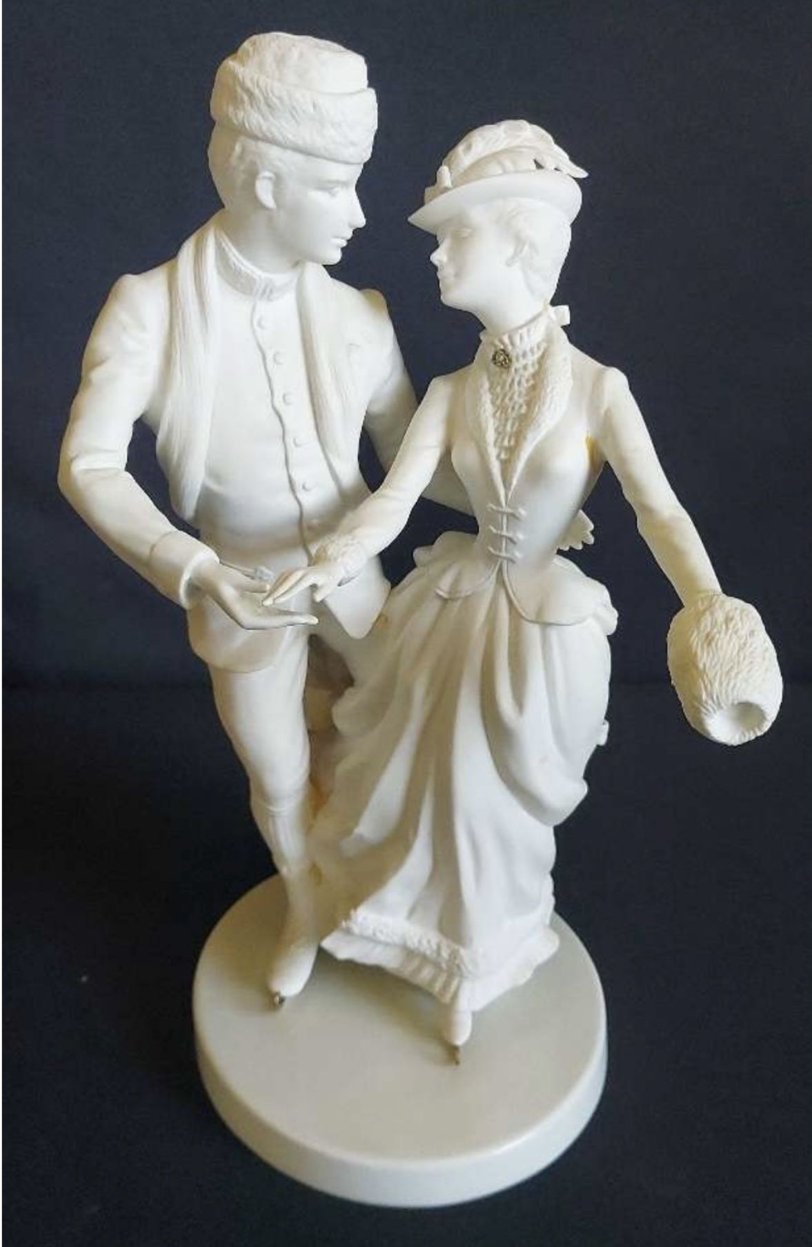 FRANKLIN MINT Fine Alabaster China SKATING IN THE PARK by Ronald Van Ruyckevelt