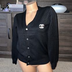 Womens Black Cardigan Sweater Sm Med Large 