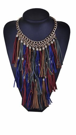Multi colored fringe necklace