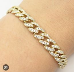 Pandora Timeless Pave Cuban Chain Gold Plated Bracelet No Box 20cm,7.9in